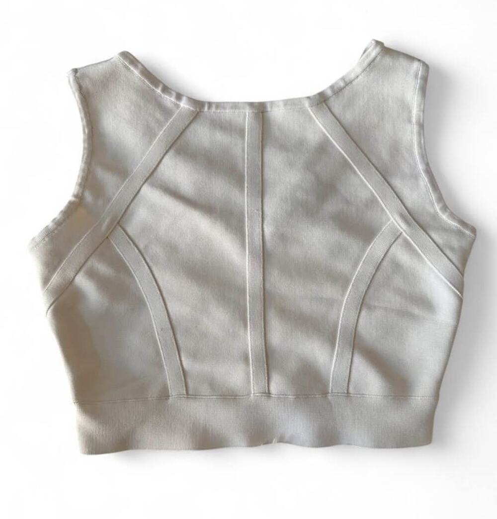 BCBGMAXAZRIA Cream bandage Crop Top Small